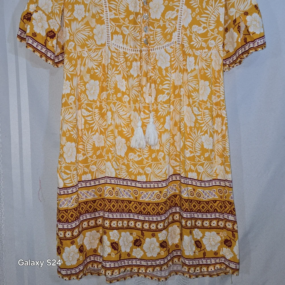 FEMALE SUMMER MINI CASUAL DRESS BOHEMIAN  V-NECK WITH TASSEL SIZE SEE PICTURES